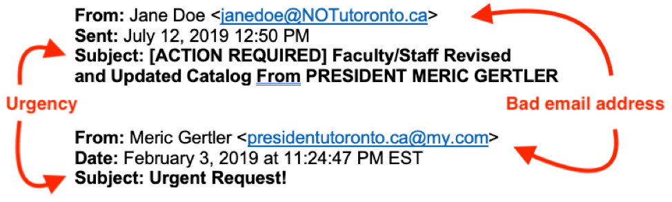 U of T - examples of a bad email
